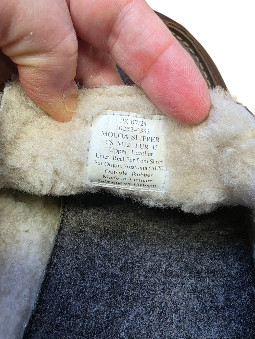 Olukai Moloa Brown Leather Fur Lined Slipper 12